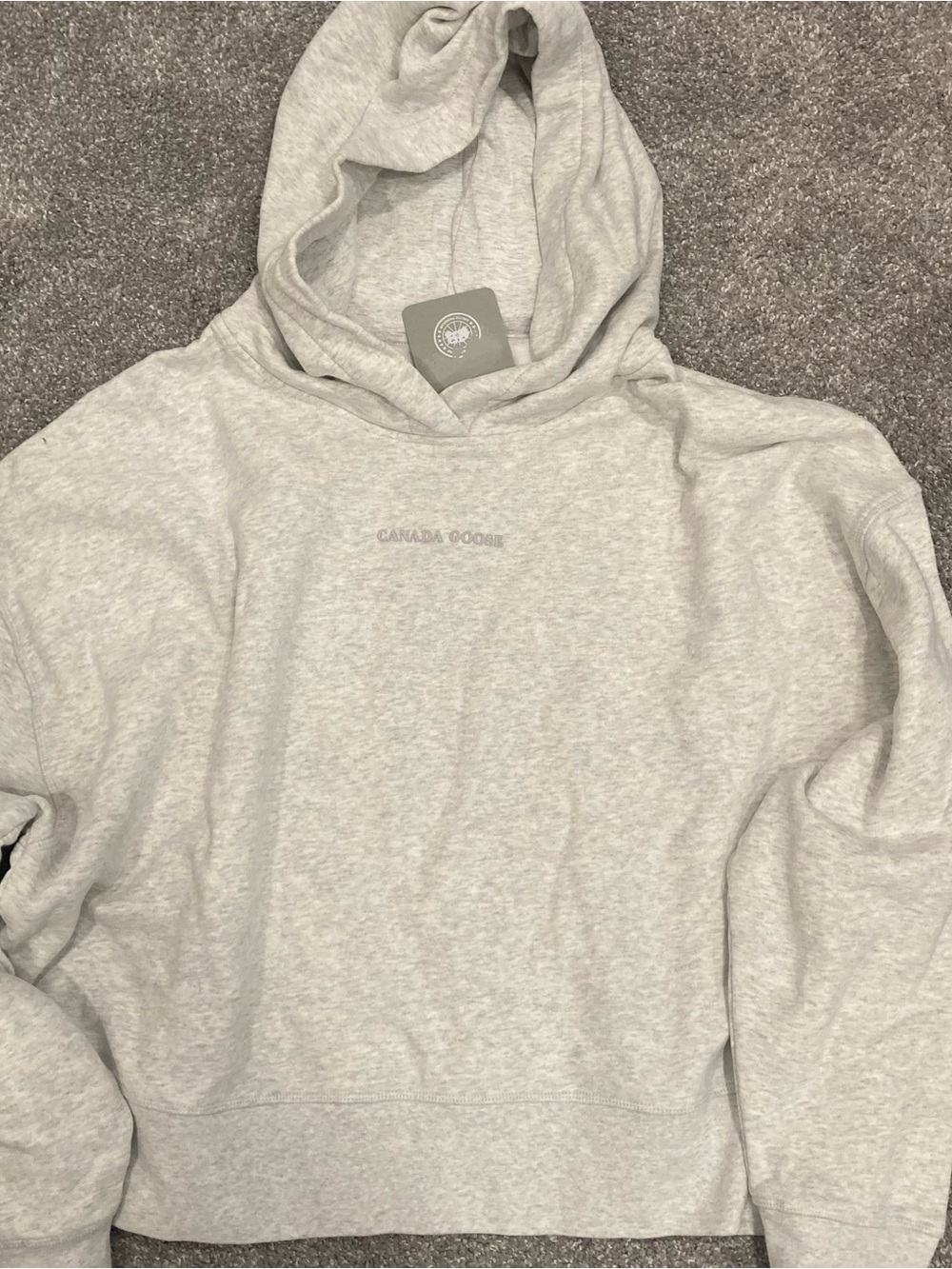Canada Goose Light Heather Gray Pullover Hoodie with Raised Logo - Picture 2 of 5